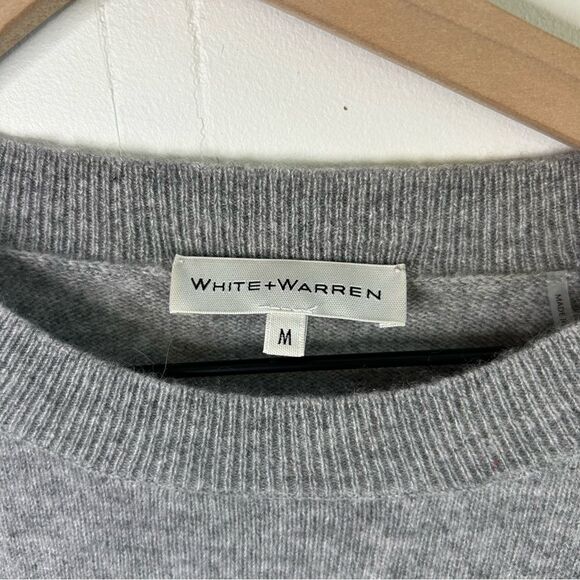 White + Warren Heather Gray cashmere Knit Top size Medium - Picture 3 of 11